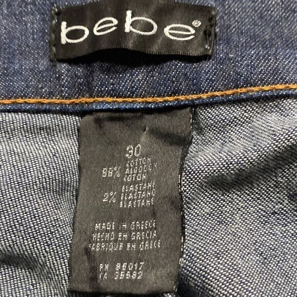 Bebe Studded Round Bottom Split Leg Flare Western Mid-Rise Cowgirl Jeans 30‎ - Picture 11 of 12